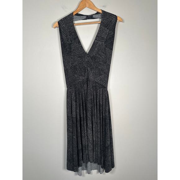 Norma Kamali Halter Dress Womens Size M Graphic Print Gray Stretch - Picture 2 of 10